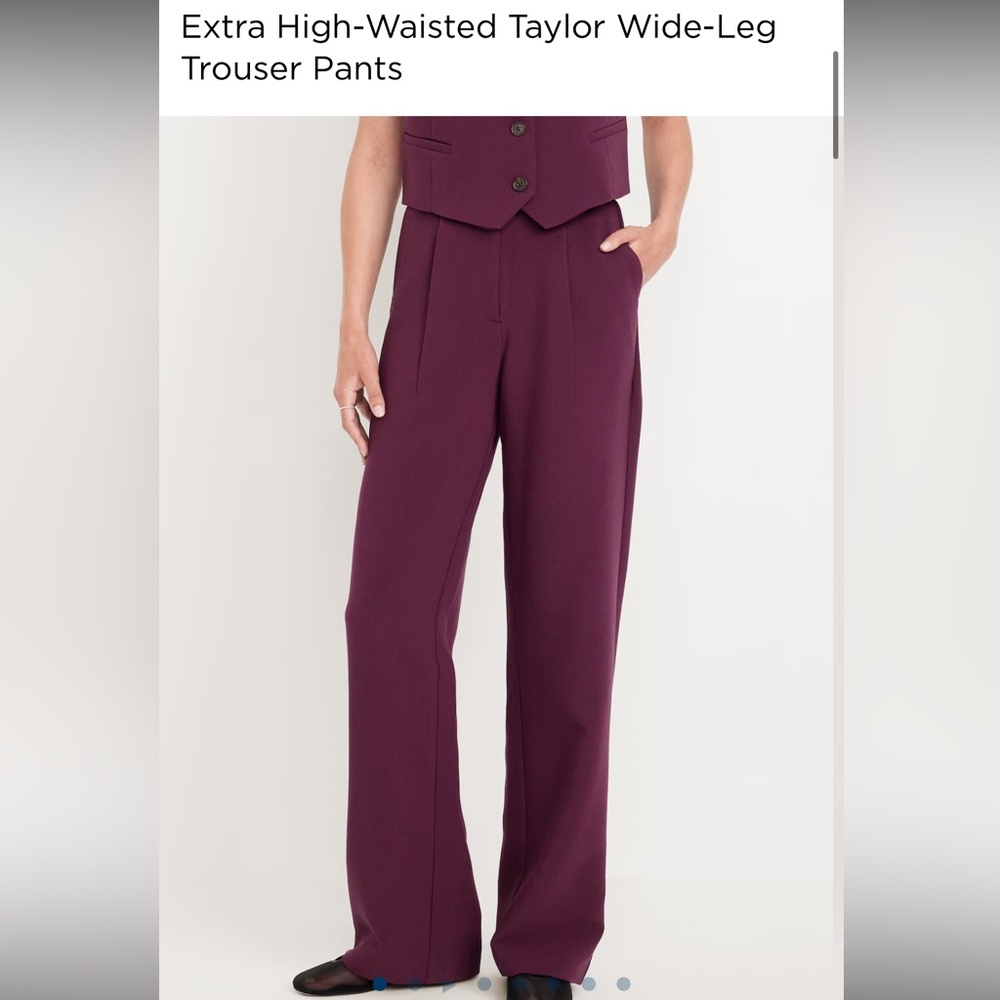 Extra High-Waisted Taylor Wide-Leg Trouser Pants size S petite